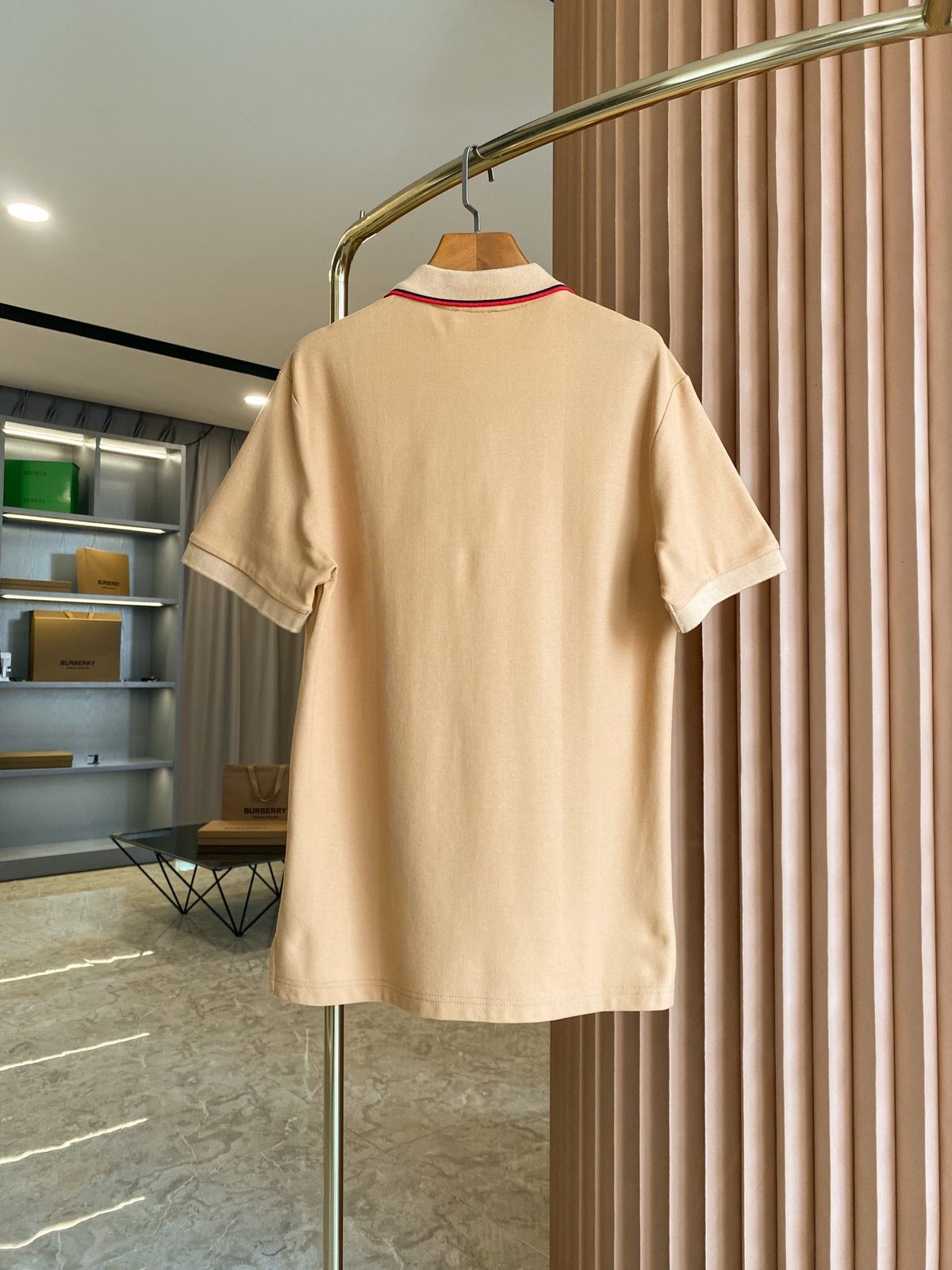 Burberry Striped Collar Cotton Polo Shirt