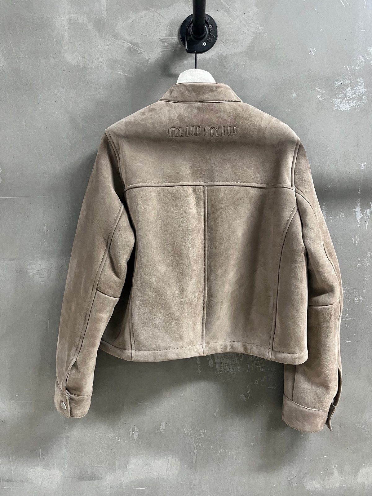 Miu Miu Suede Cropped Jacket Beige
