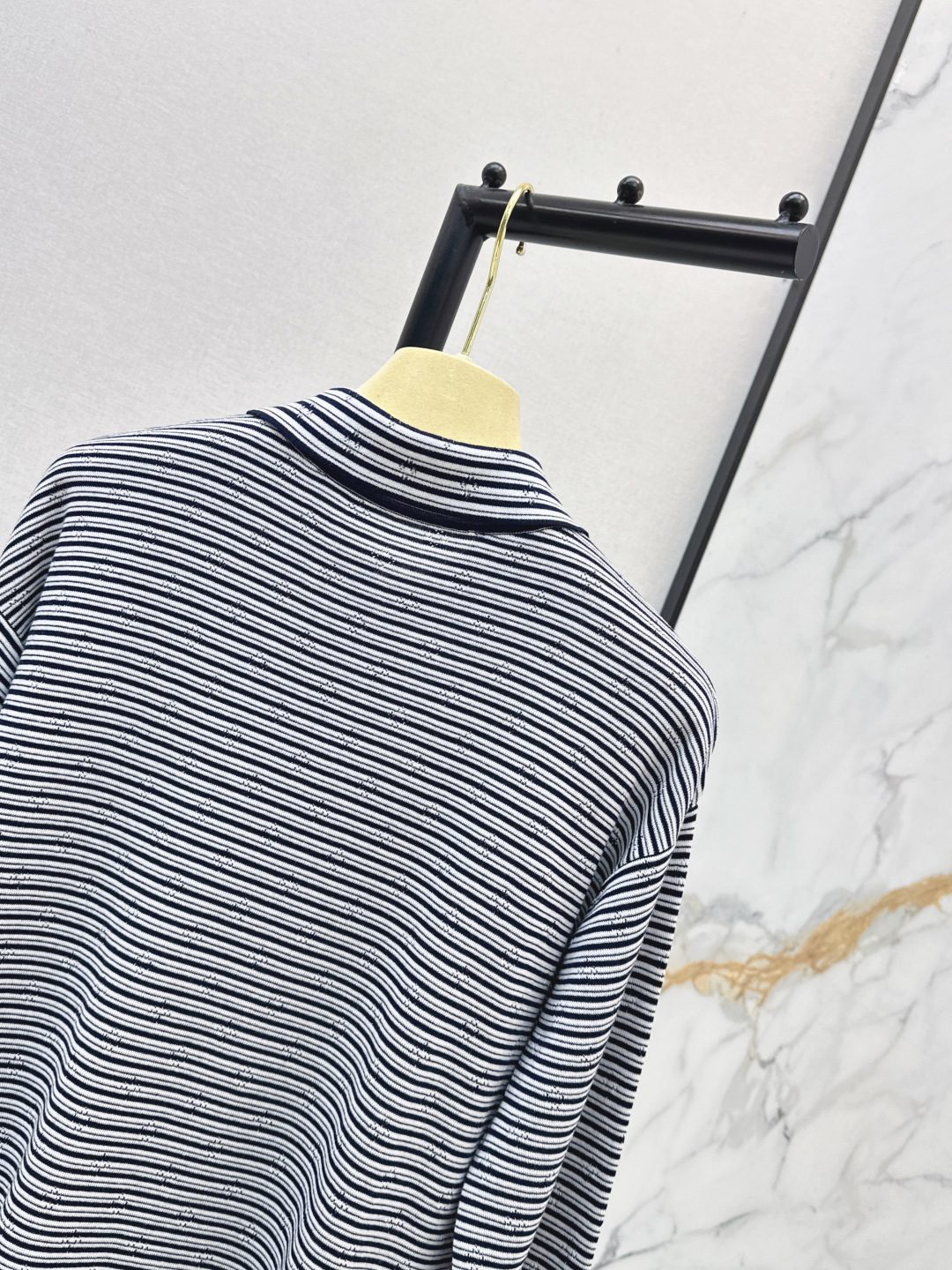 Miu Miu Striped Long Sleeve Polo Shirt