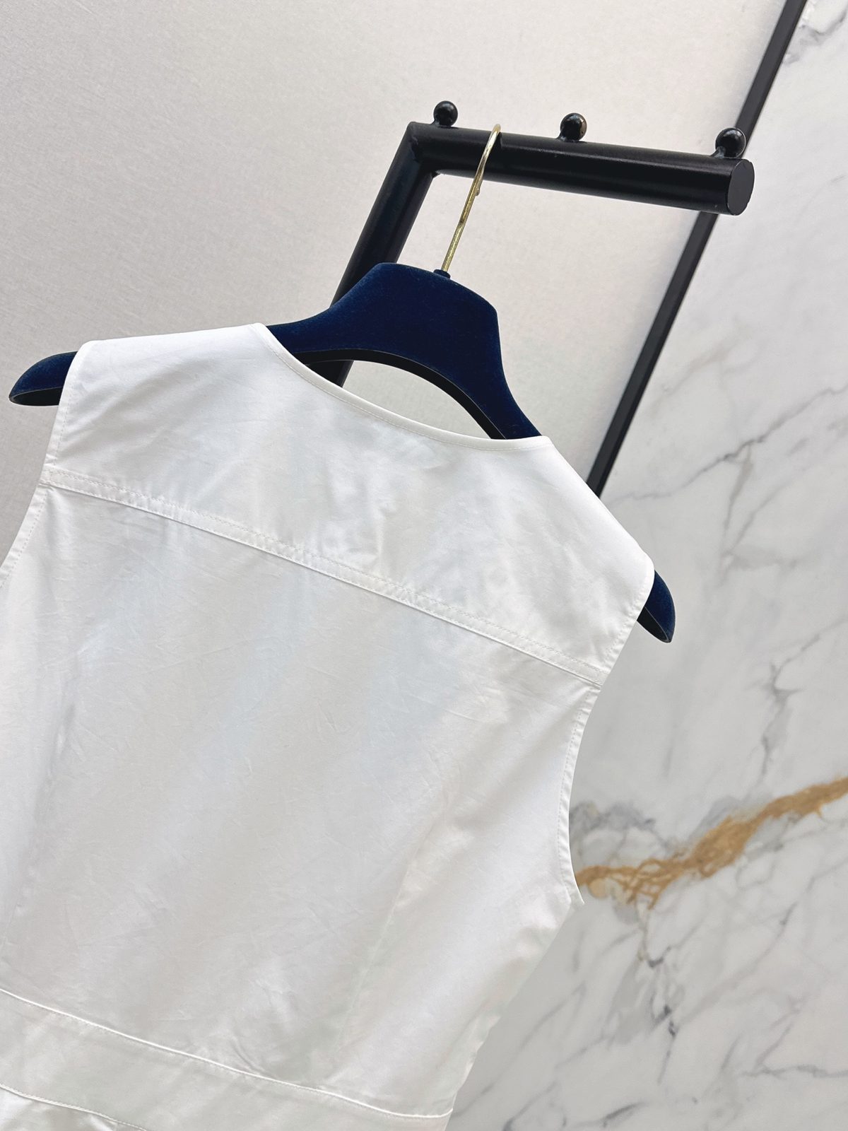 White Button-Front Sleeveless Shirt Dress