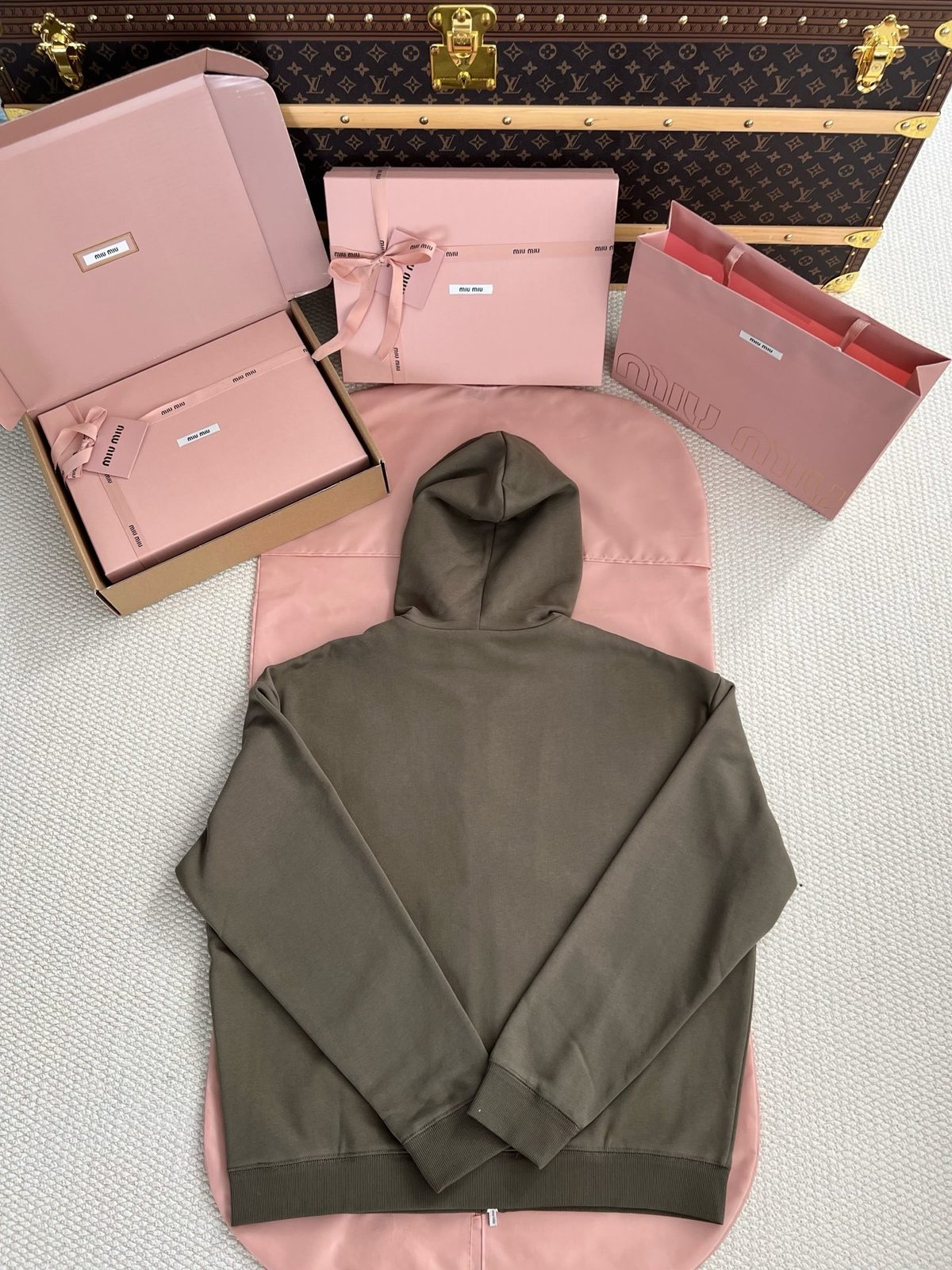 Miu Miu Color-Block Hoodie Sweatshirt