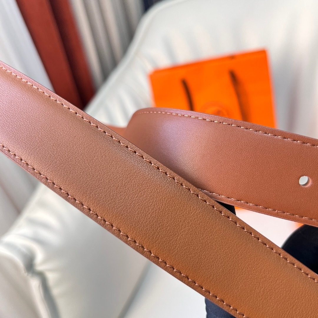 Hermès Leather Belt with Gold Buckle