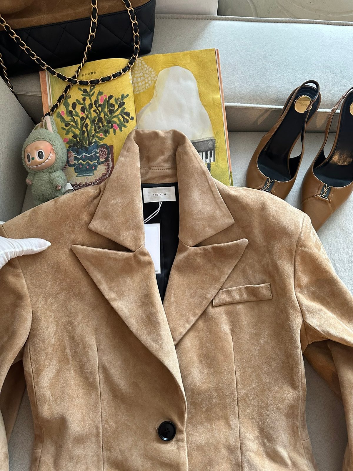 The Row Camel Suede Button-Front Coat