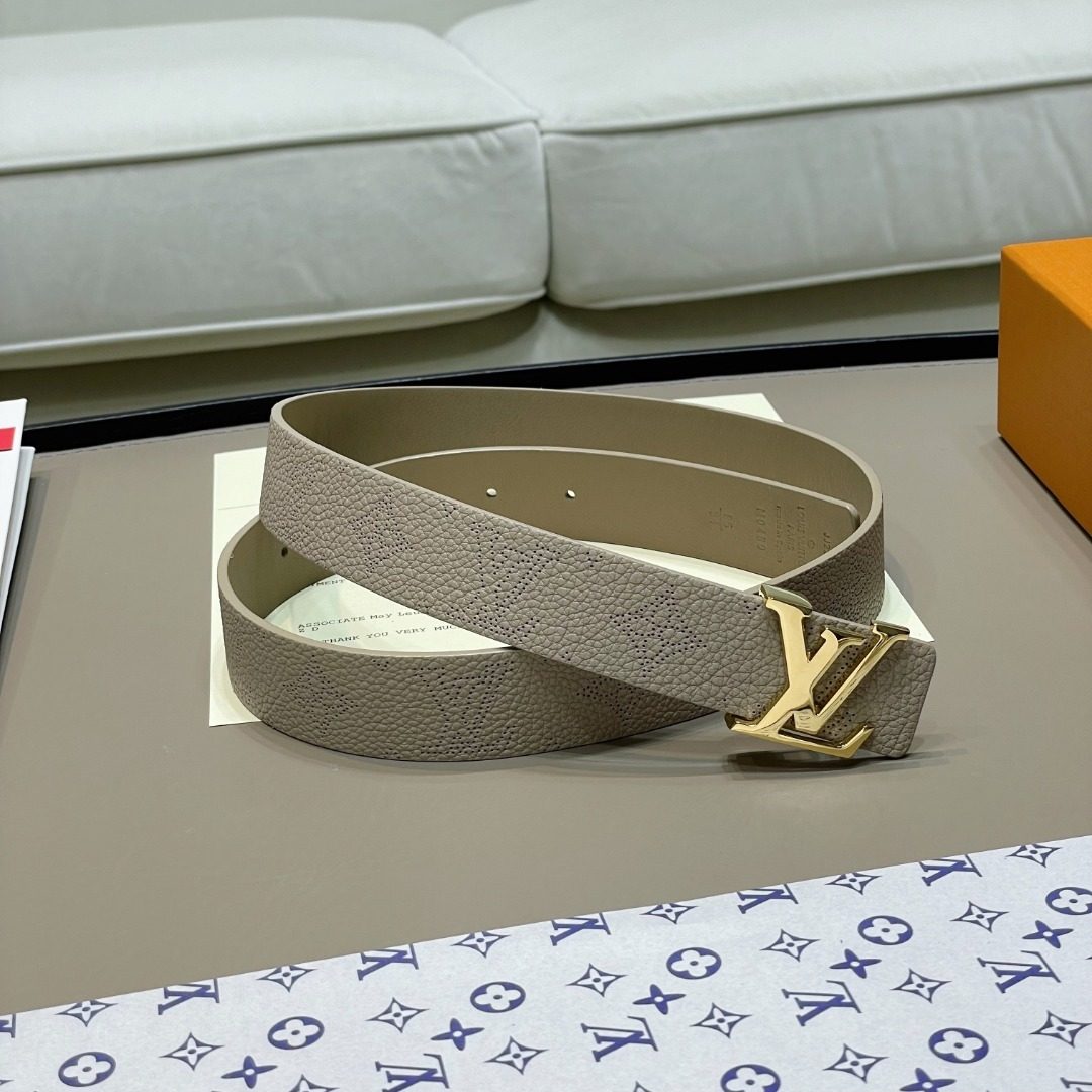 Louis Vuitton Monogram Leather Belt Cream