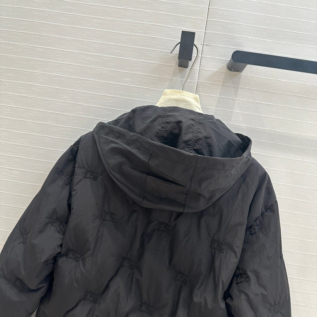 Black Quilted Puffer Jacket with Hood