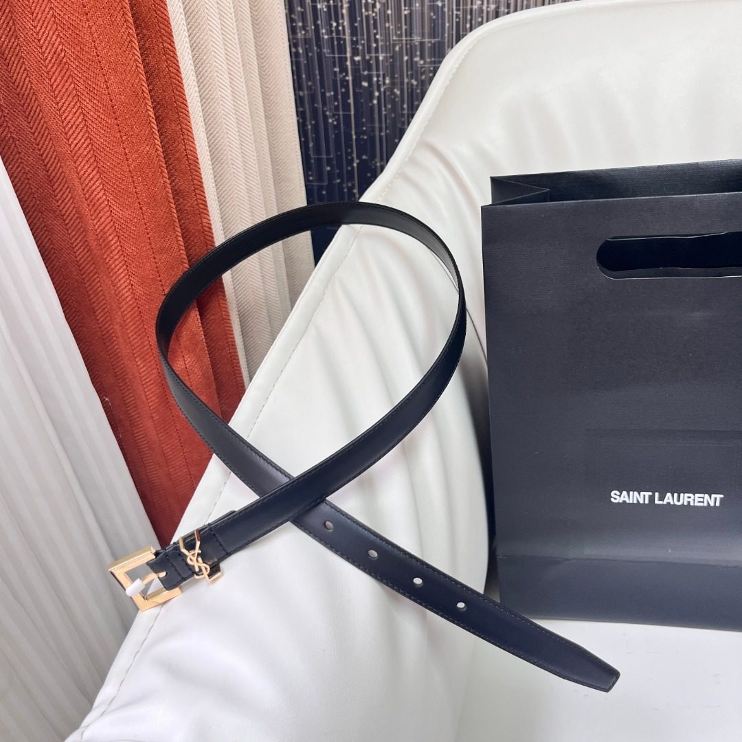 Saint Laurent Black Leather Belt