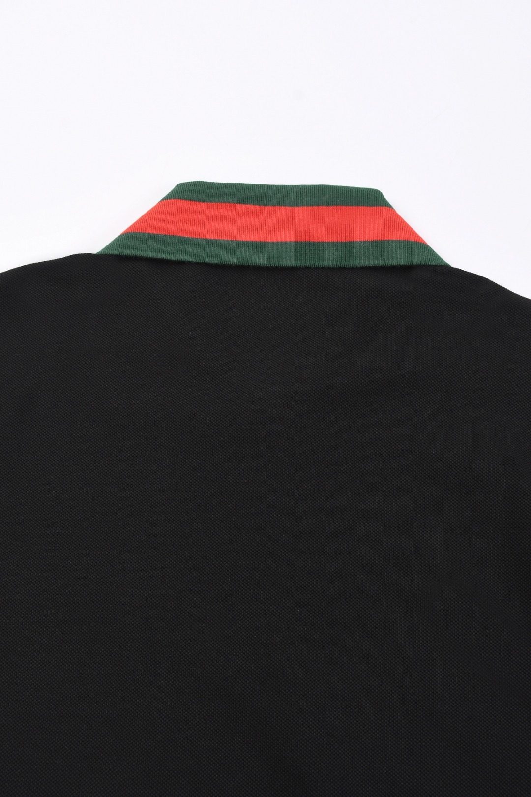 Gucci Black Polo Shirt with Web Stripe Collar