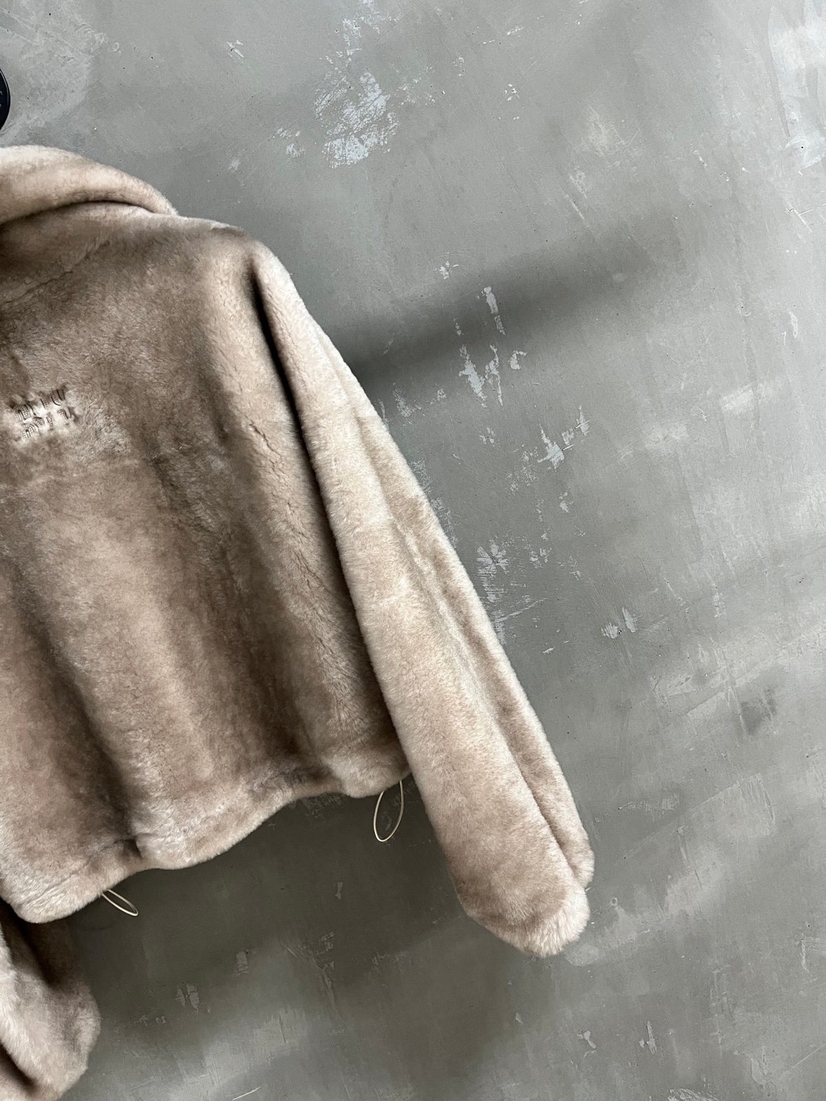 Beige Fleece Cropped Jacket