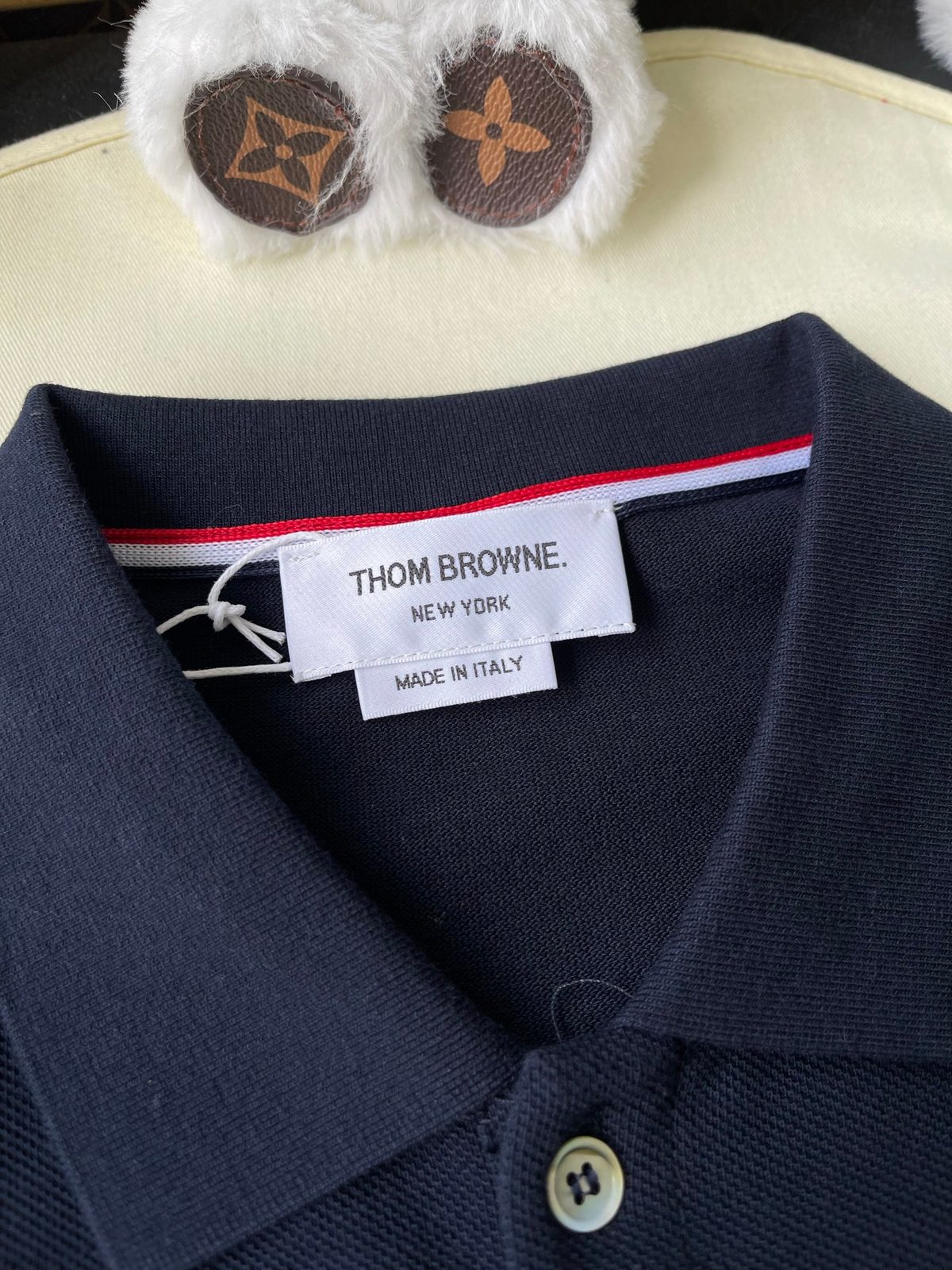 Thom Browne Navy Striped Polo Shirt