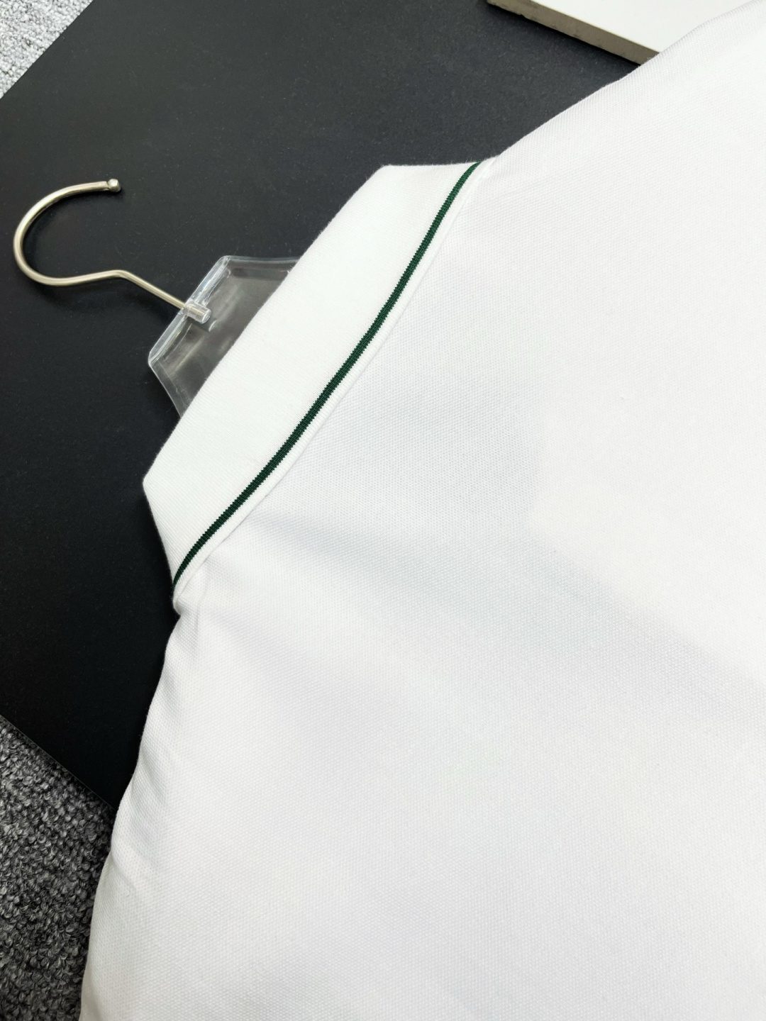 White Short Sleeve Polo Shirt with Contrast Trim