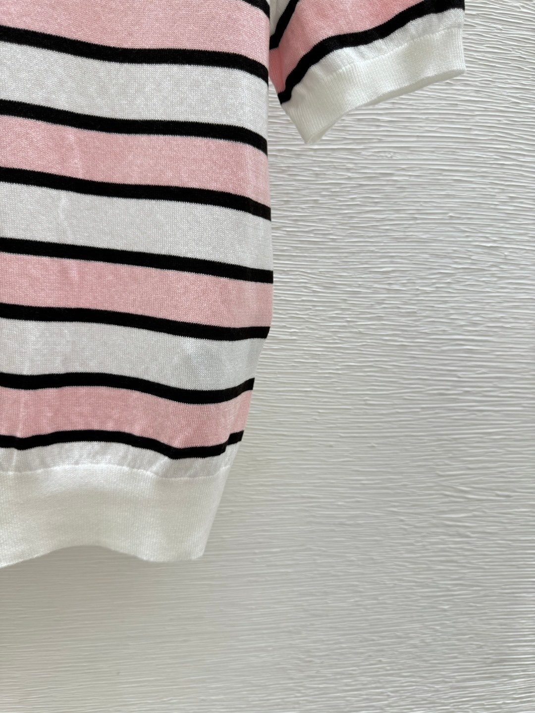 Striped Crewneck Sweater Pink White Black