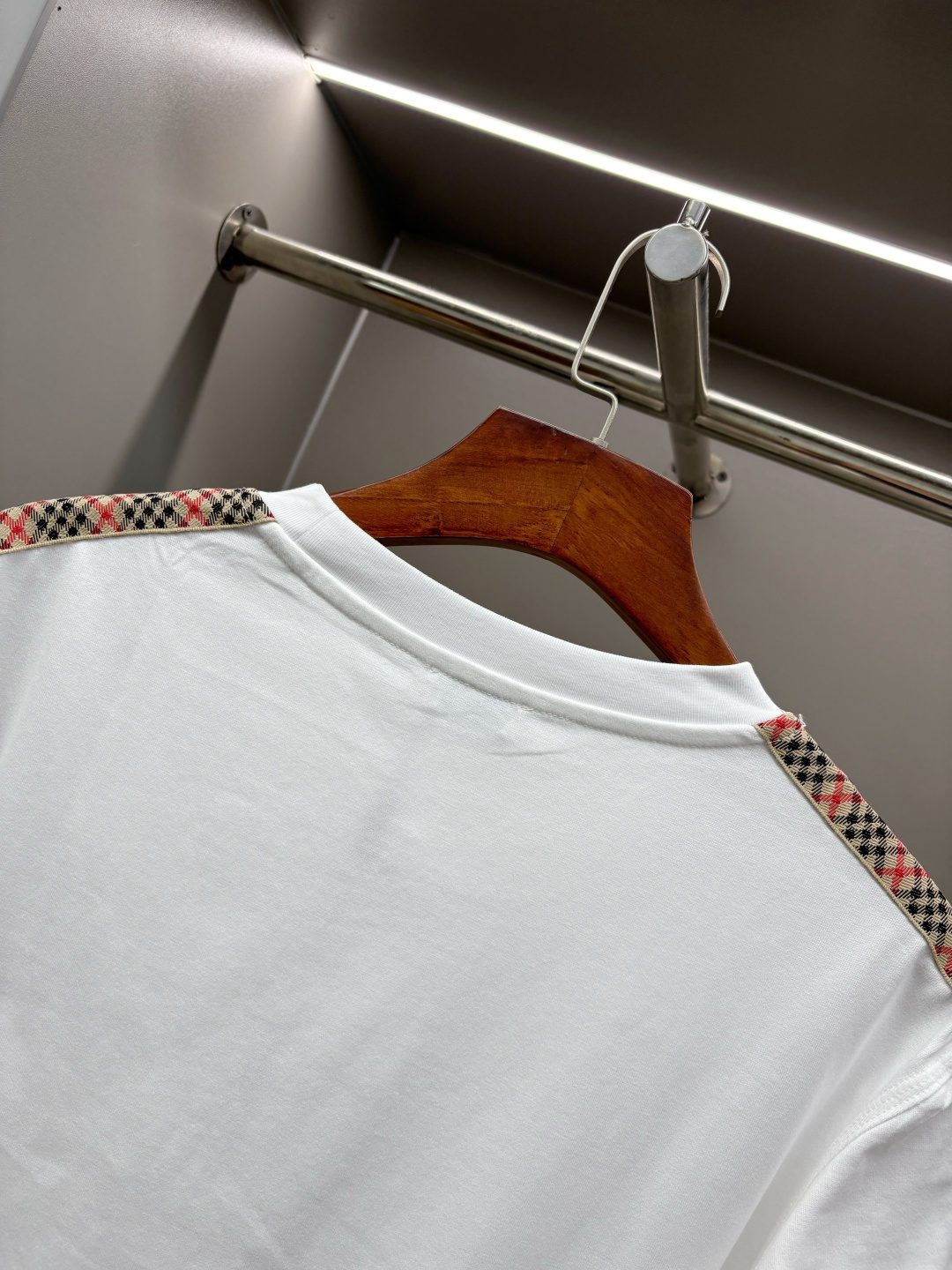 Burberry Checkered Sleeve White T-Shirt