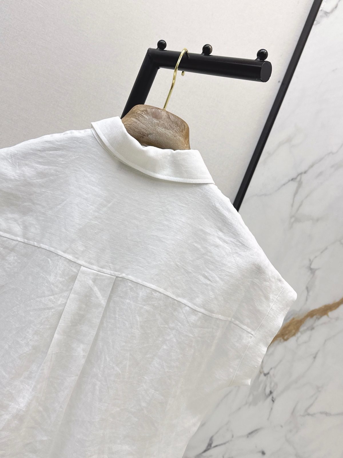 White Linen Short-Sleeve Shirt