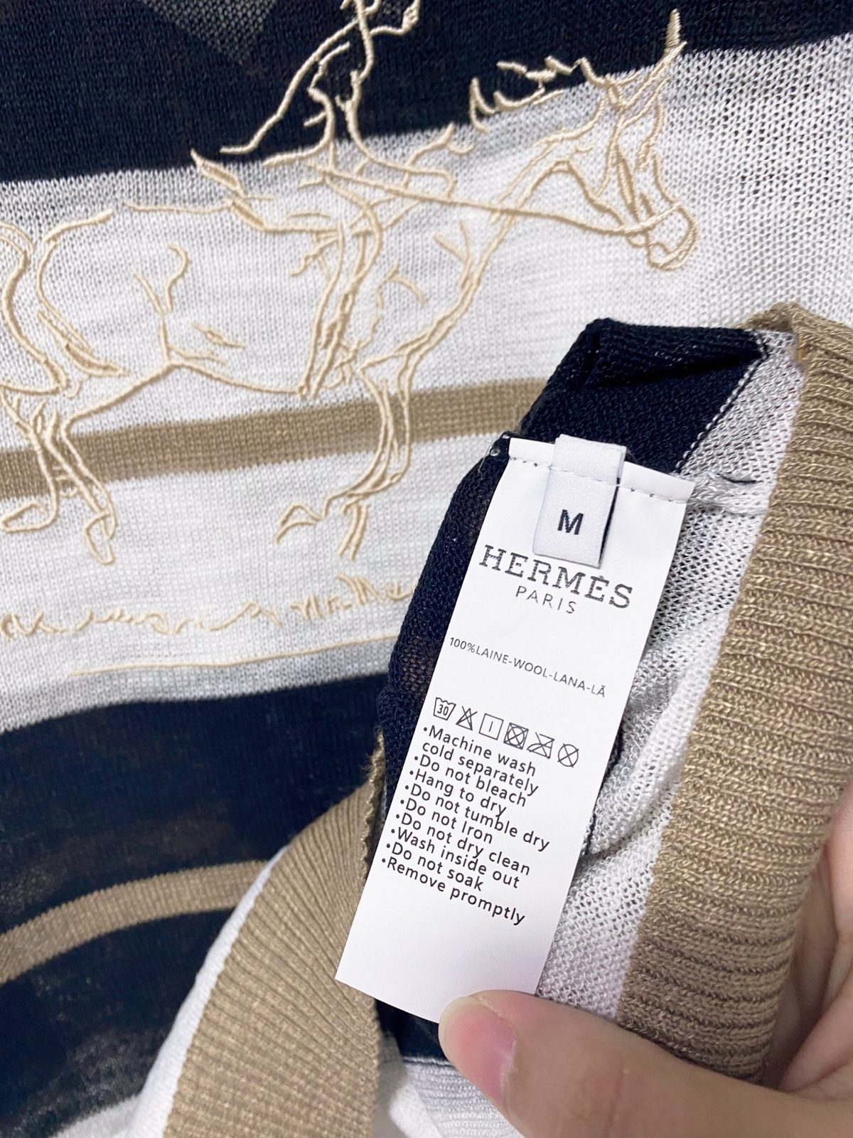 Hermès Striped Horse Embroidery T-Shirt