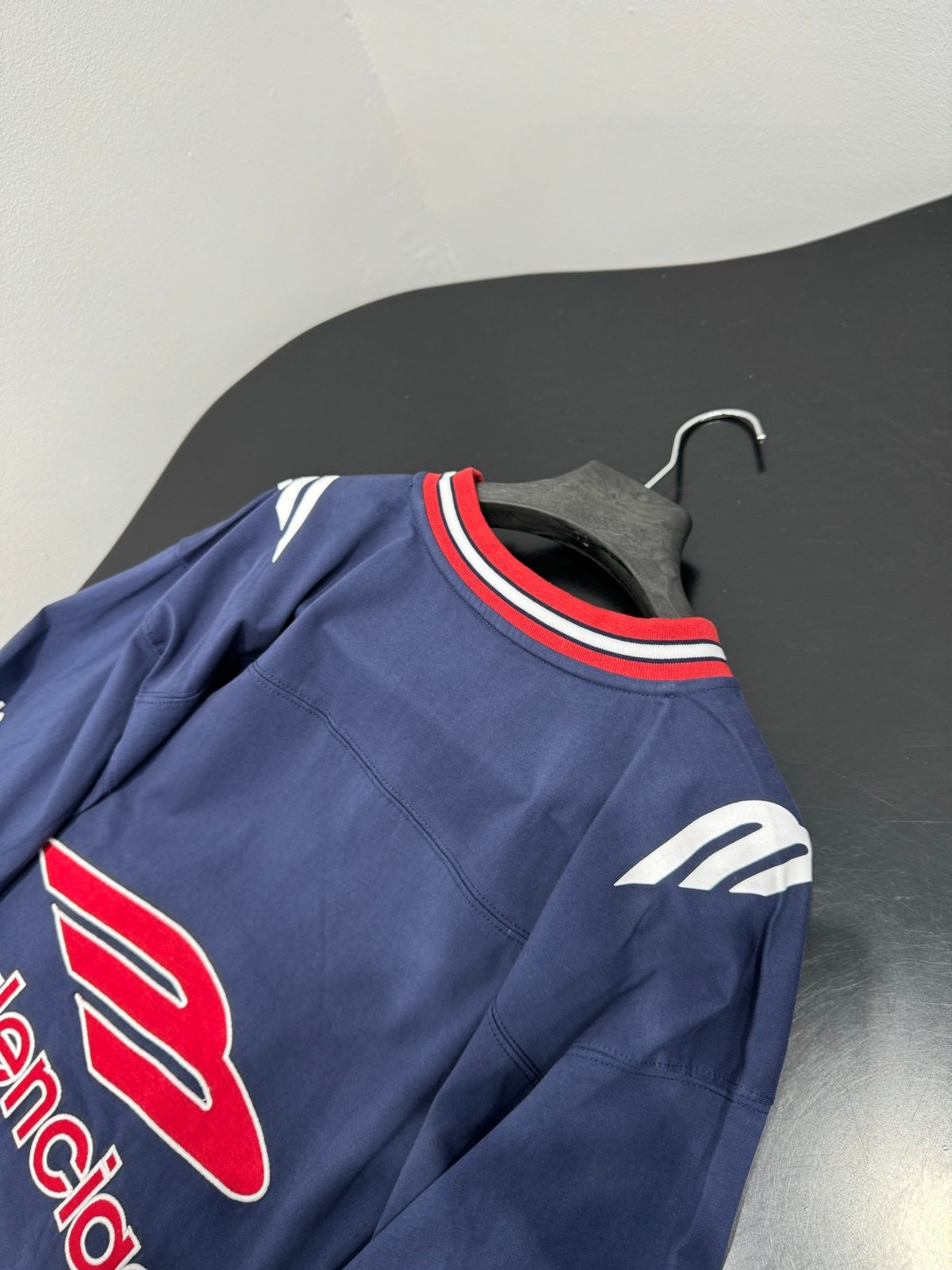 Balenciaga Logo V-Neck Long Sleeve Sweatshirt