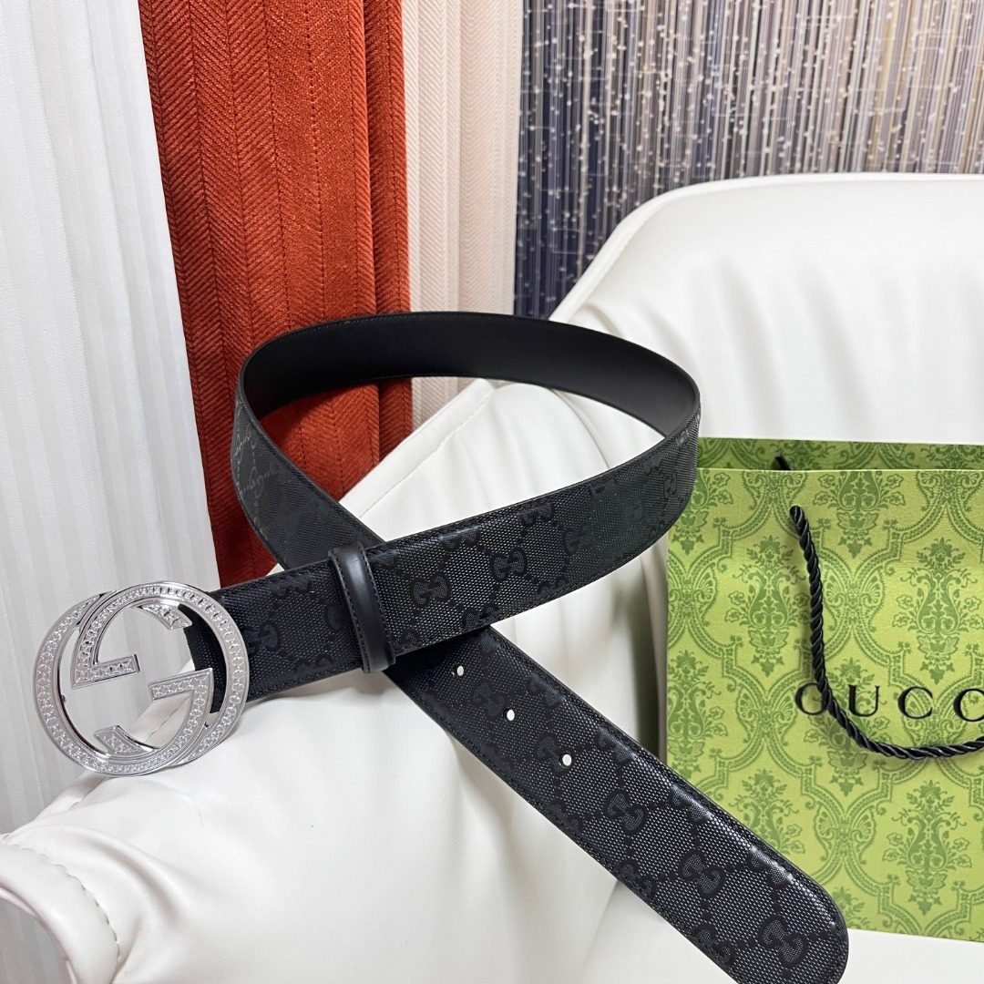 Gucci GG Canvas Leather Belt