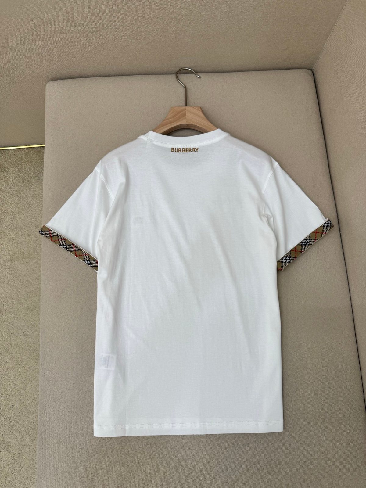 Burberry Check Trim White T-Shirt
