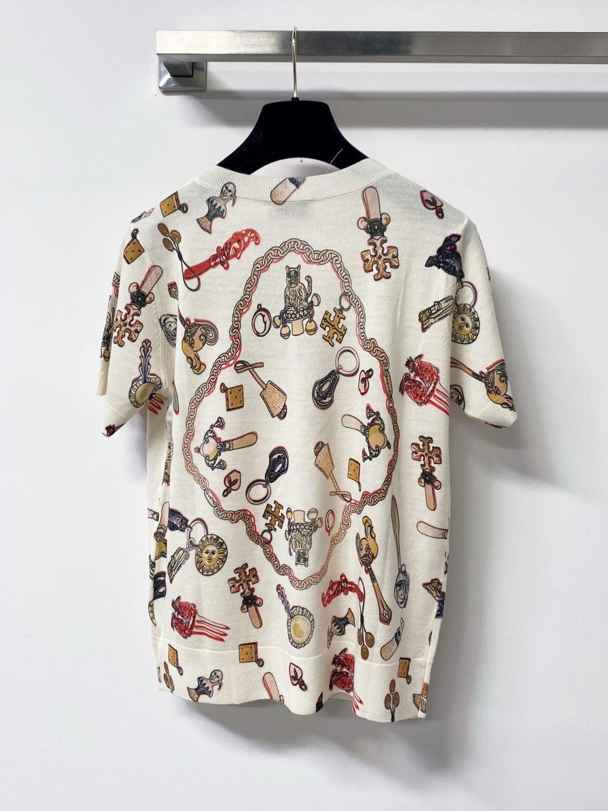 Tory Burch Equestrian Print Wool Sweater
