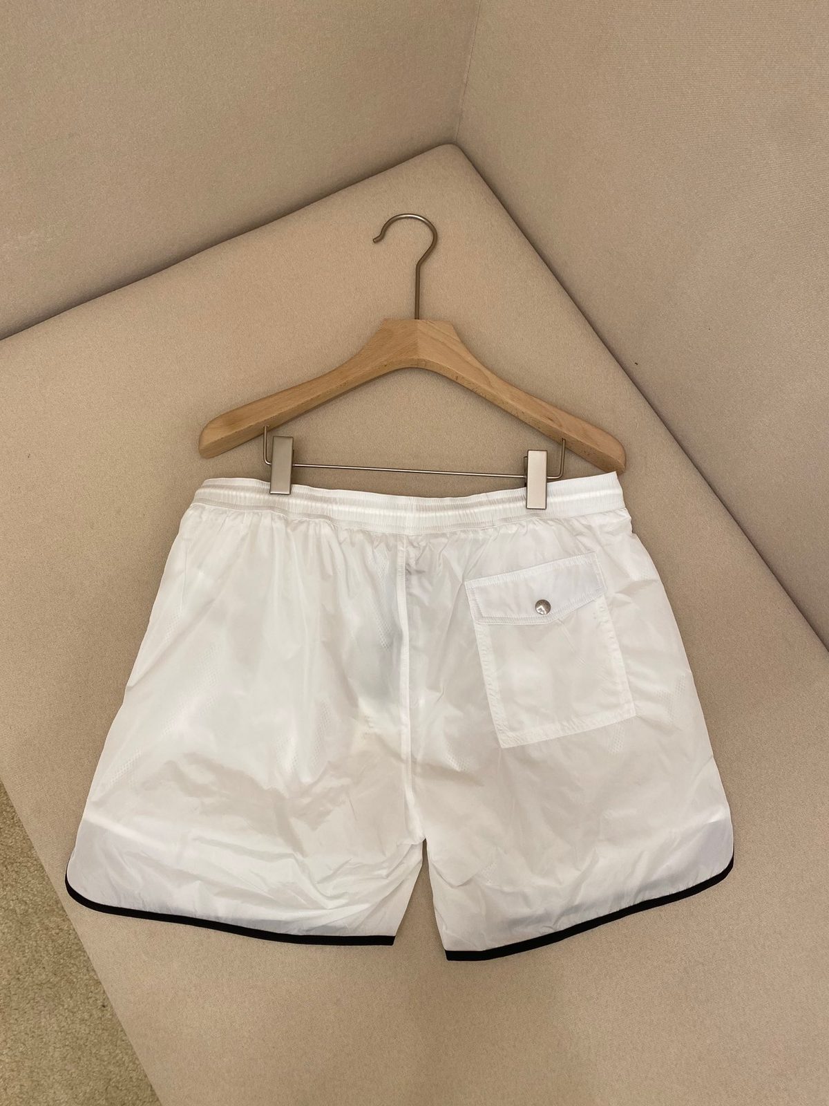 White Nylon Shorts with Black Trim