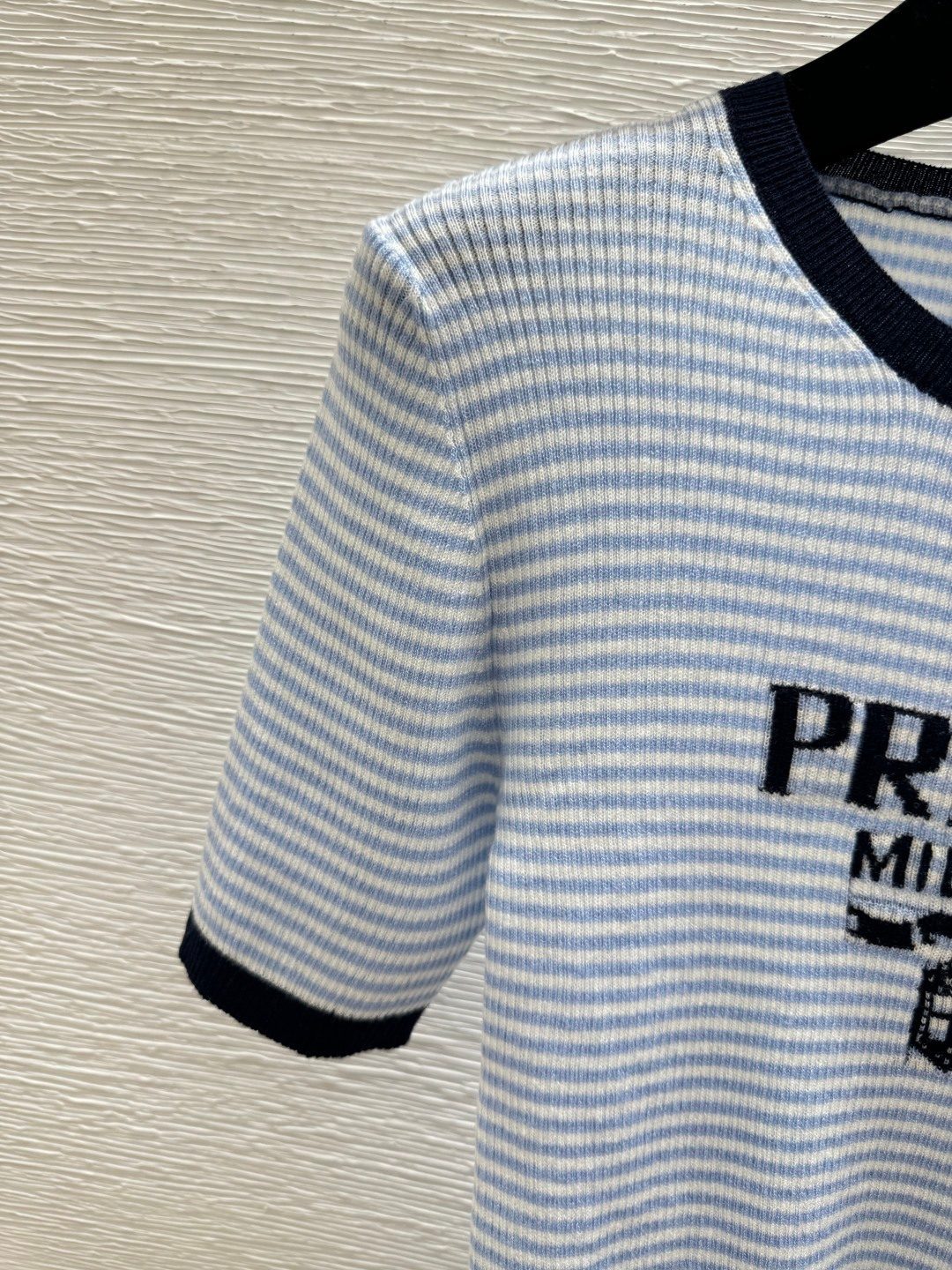 Striped Ribbed Knit Crewneck T-Shirt