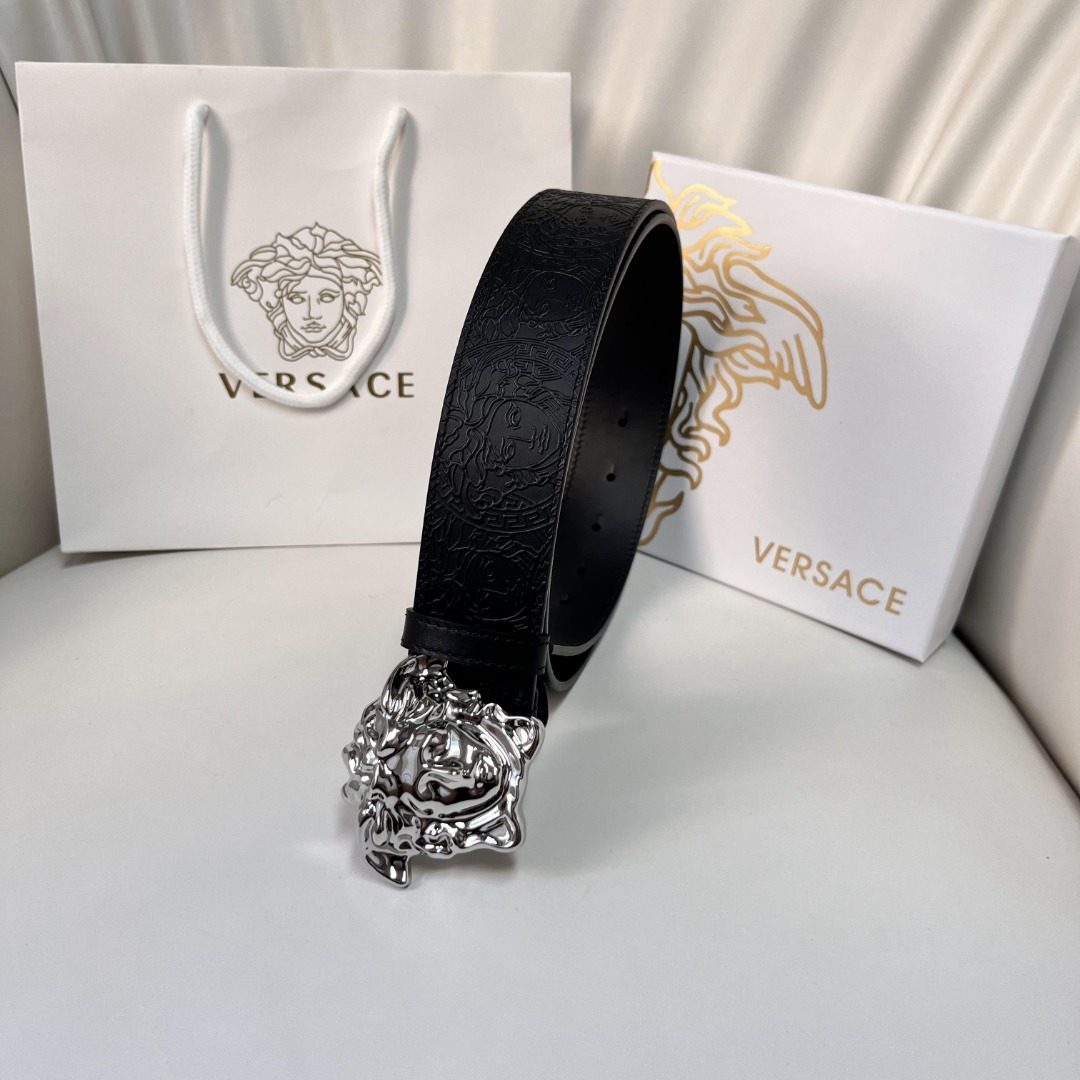Versace Medusa Embossed Leather Belt
