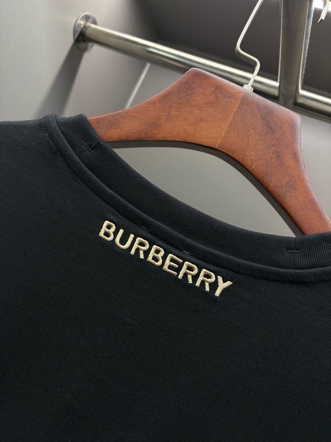 Burberry Checkered Trim Cotton T-Shirt