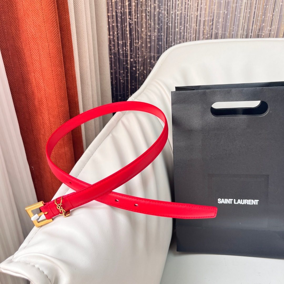 Saint Laurent Red Leather Belt