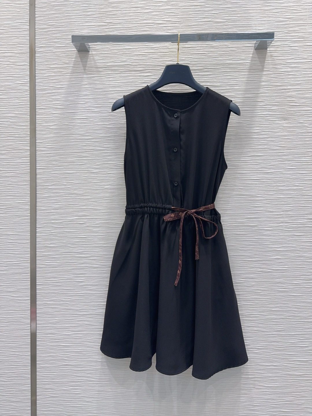 Black Sleeveless A-Line Dress with Belt