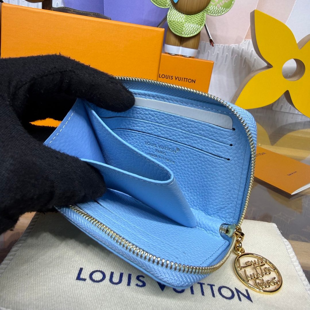 Louis Vuitton Zippy Wallet Blue Leather