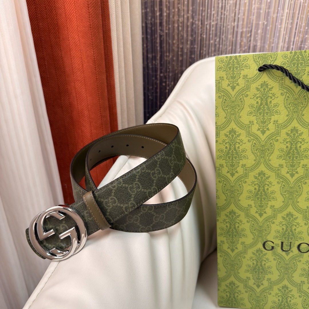 Gucci GG Canvas Leather Belt