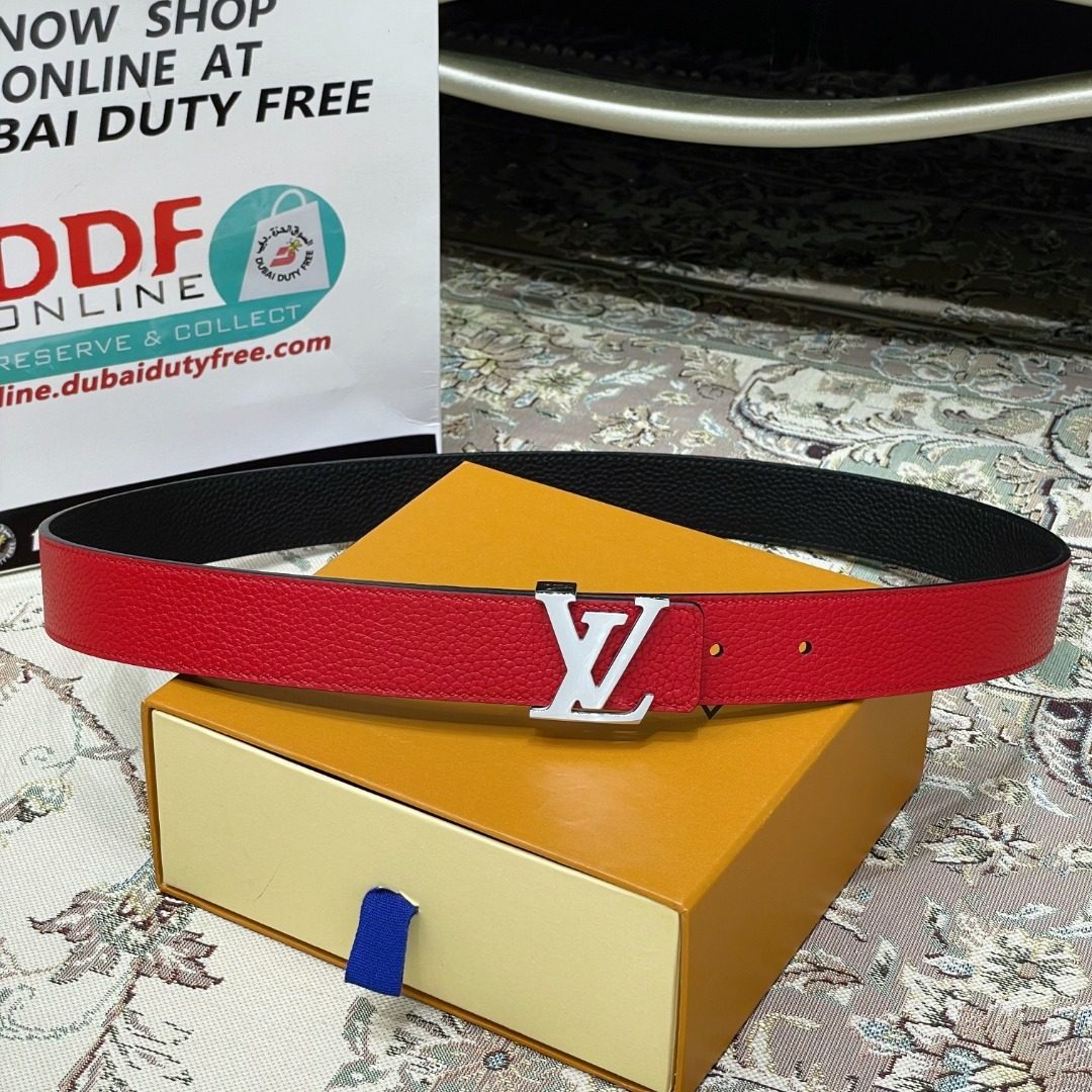 Louis Vuitton Red Leather LV Belt