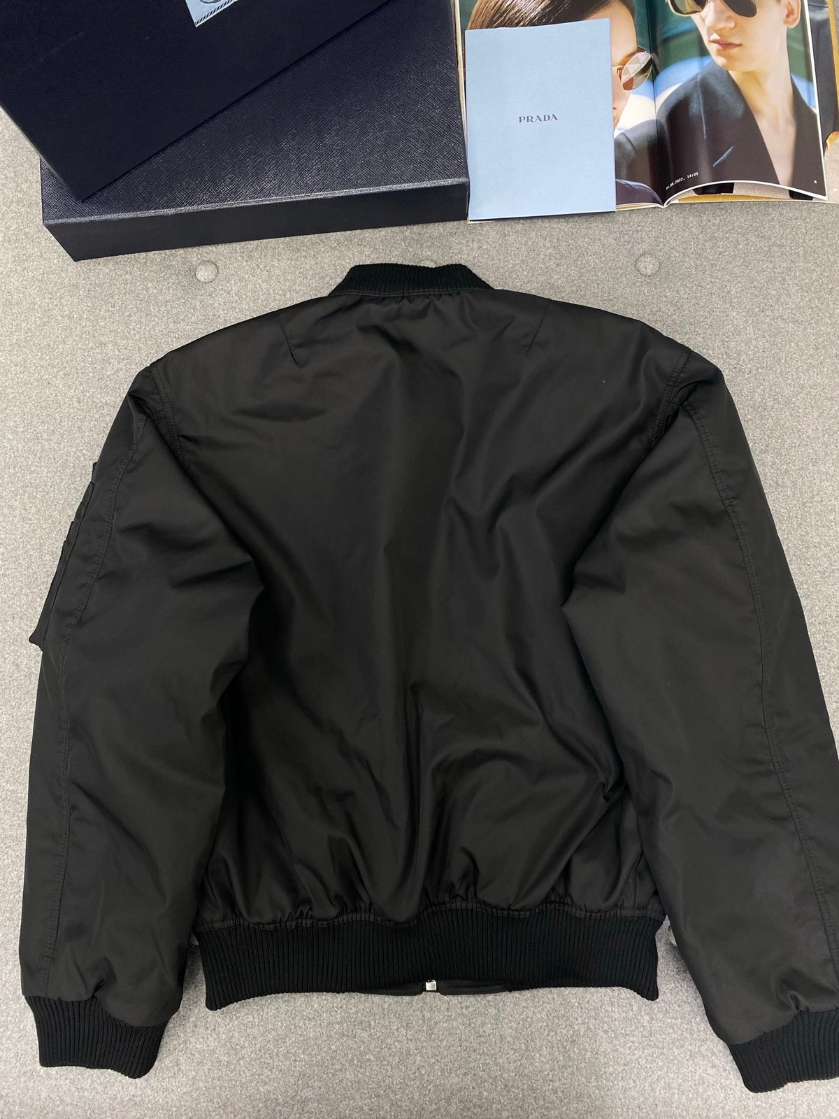 Prada Black Quilted Bomber Jacket