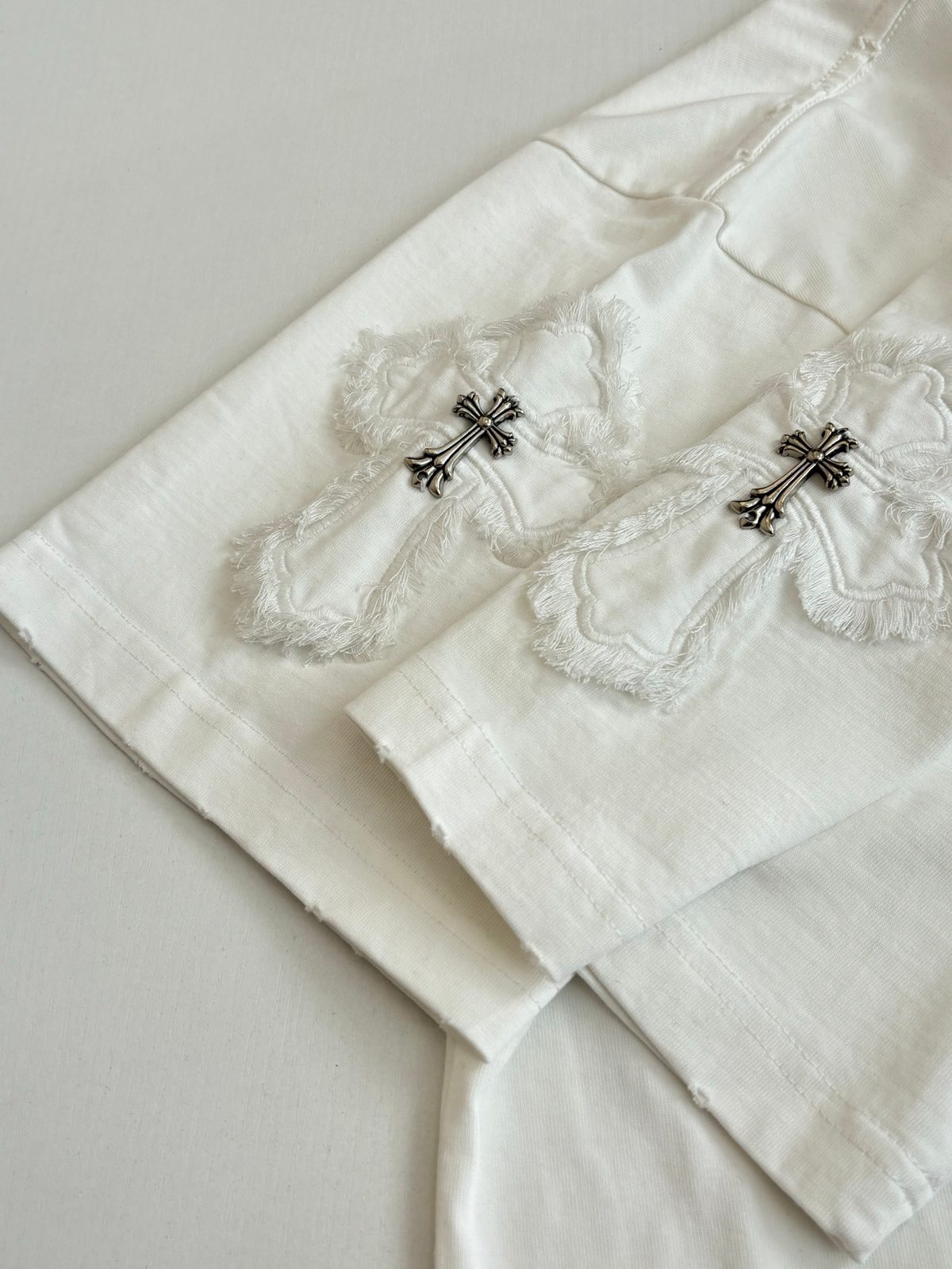 Luxury White Linen Handkerchief with Cross Clasp