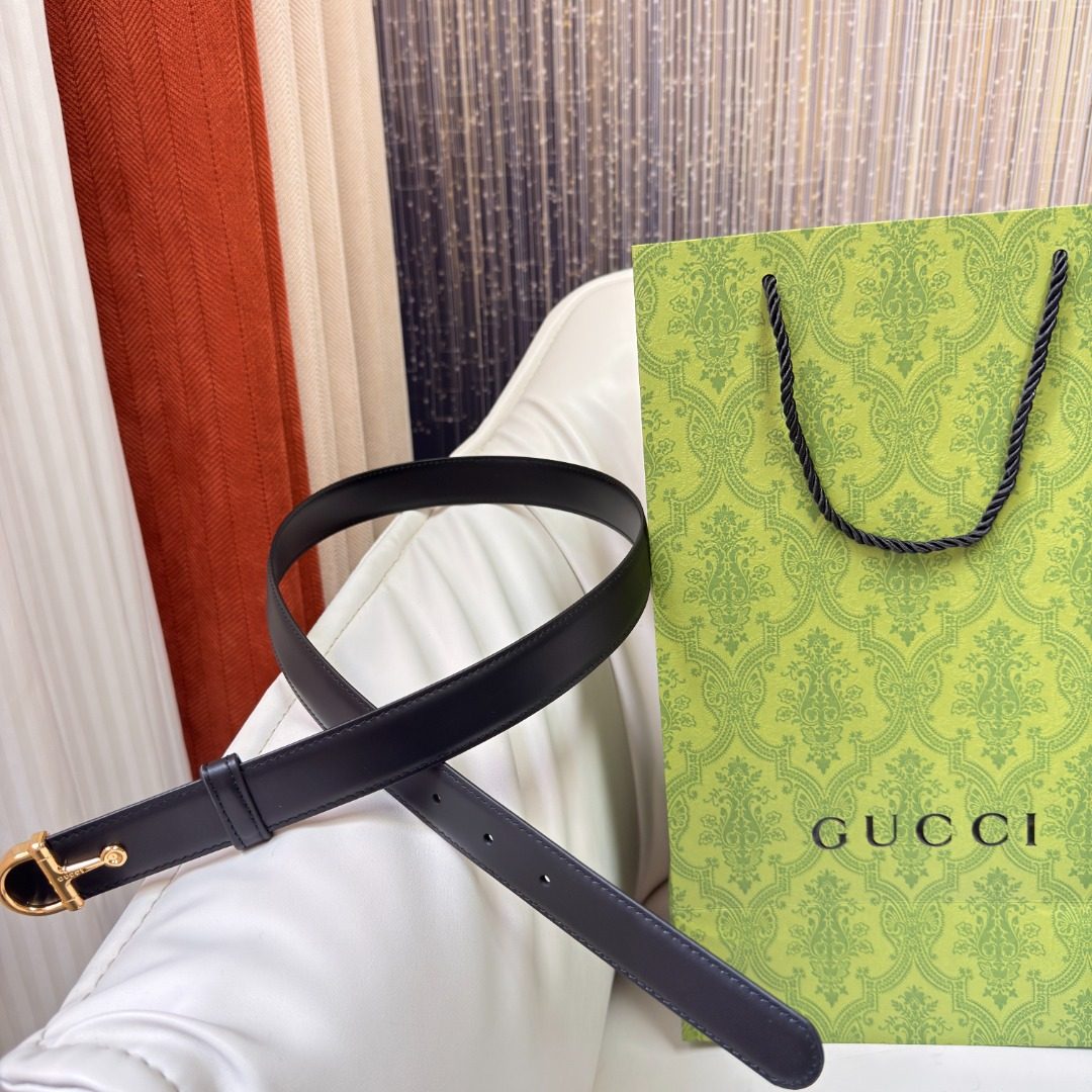 Gucci GG Damask Black Leather Belt