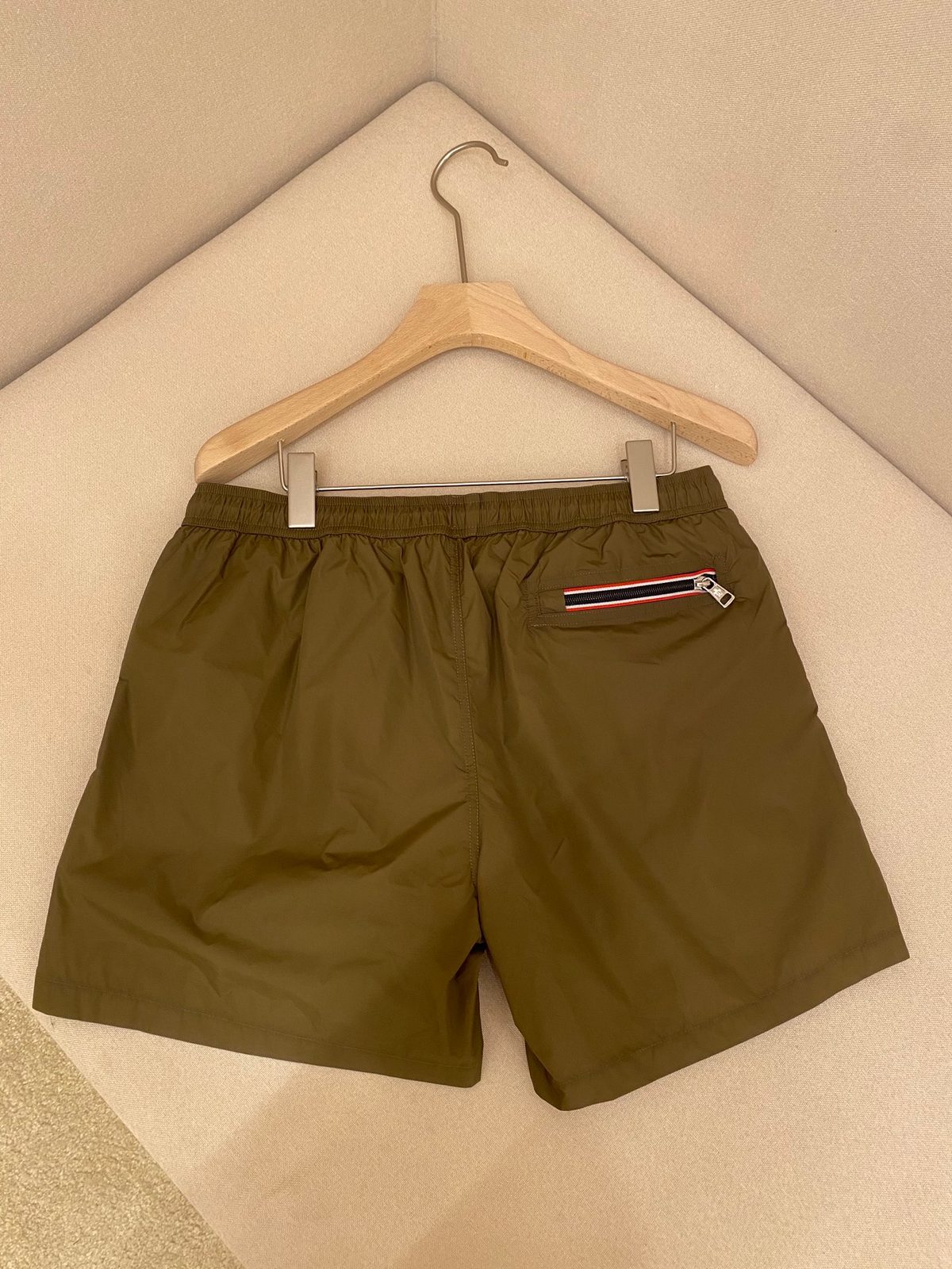 Moncler Nylon Swim Shorts Olive