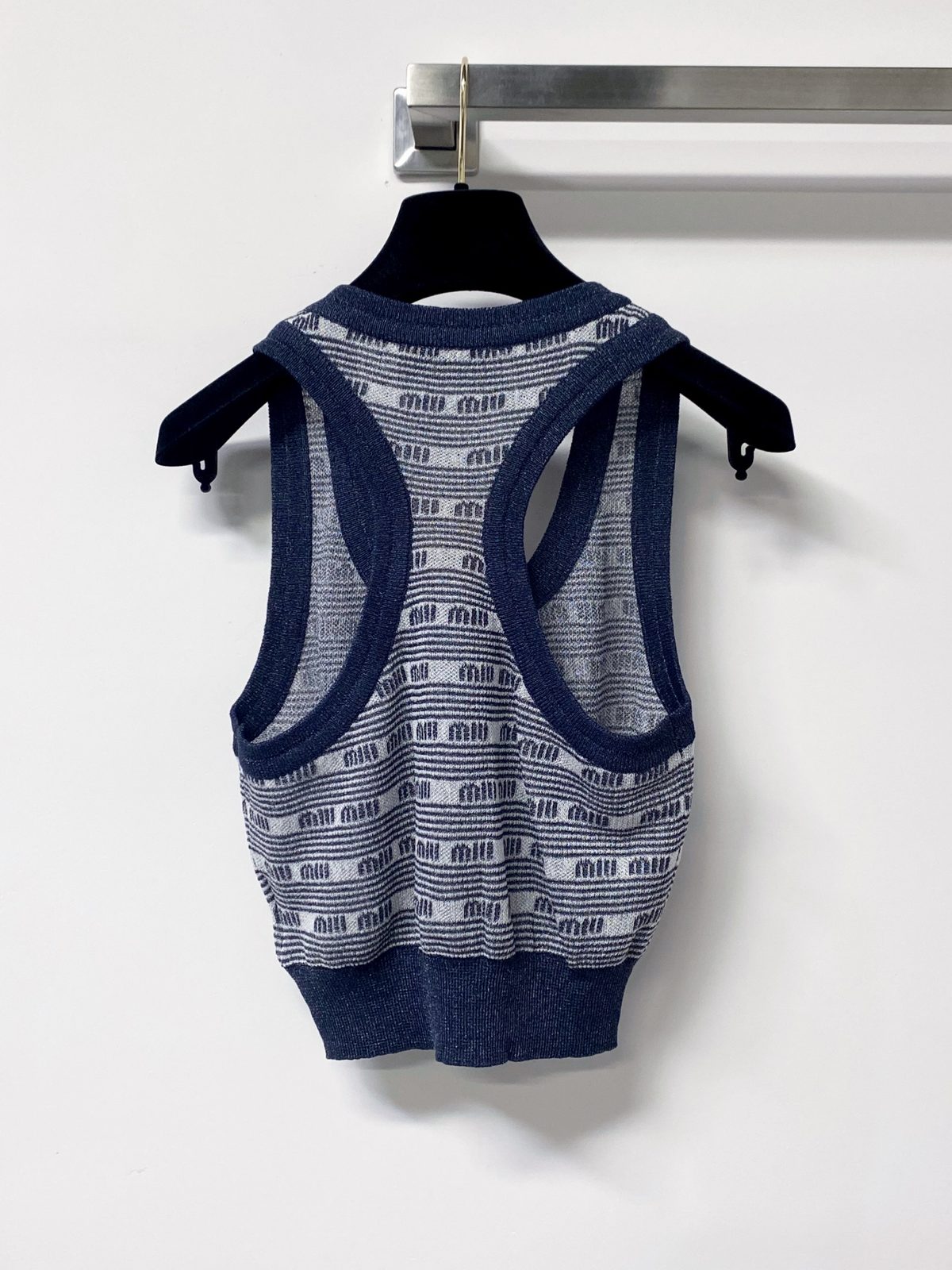 Miu Miu Jacquard Knit Vest Navy