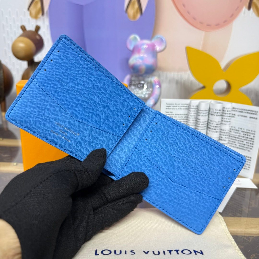 Louis Vuitton Epi Leather Bifold Wallet Blue