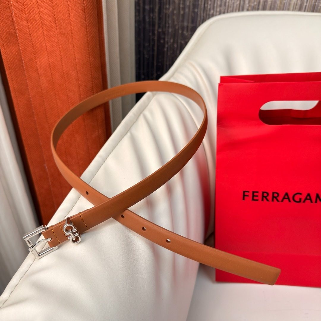 Ferragamo Gancini Leather Belt Caramel
