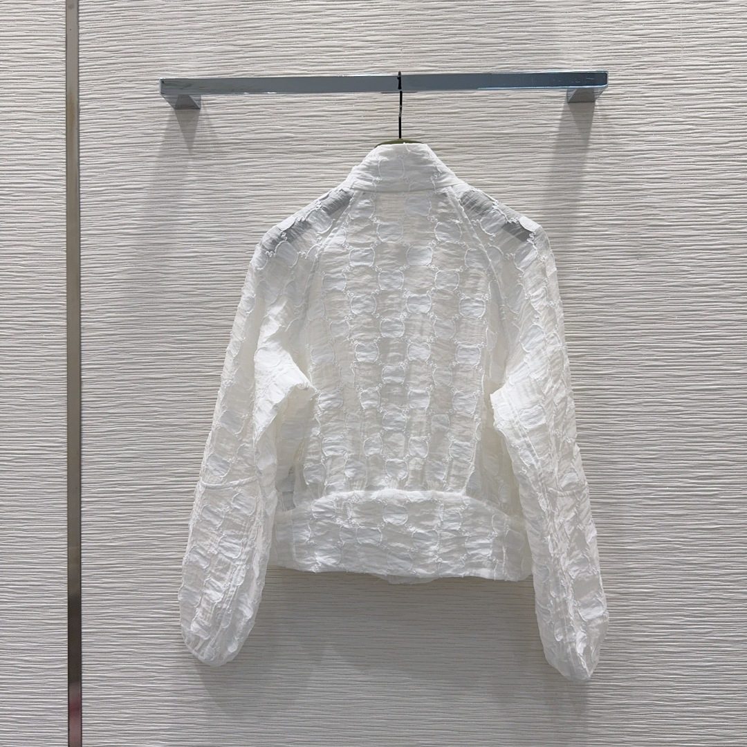 White Ruched Long Sleeve Crop Jacket