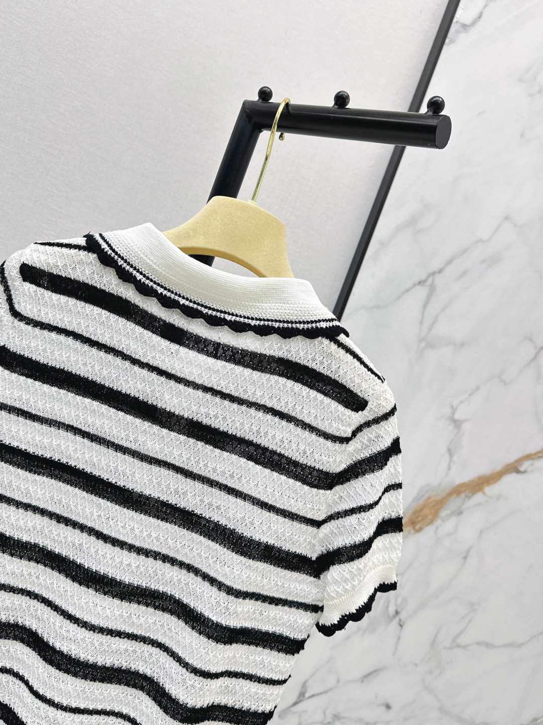 Miu Miu Striped Polo Collar Knit Shirt