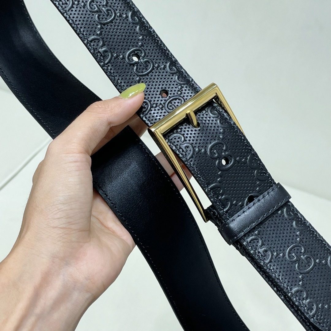 Gucci GG Monogram Canvas Leather Belt