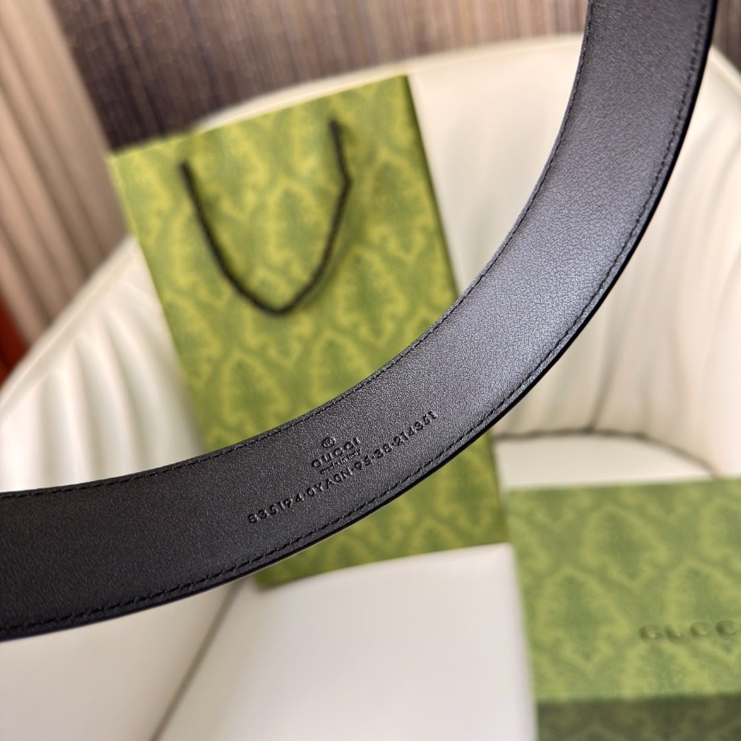 Gucci GG Damask Leather Belt Black