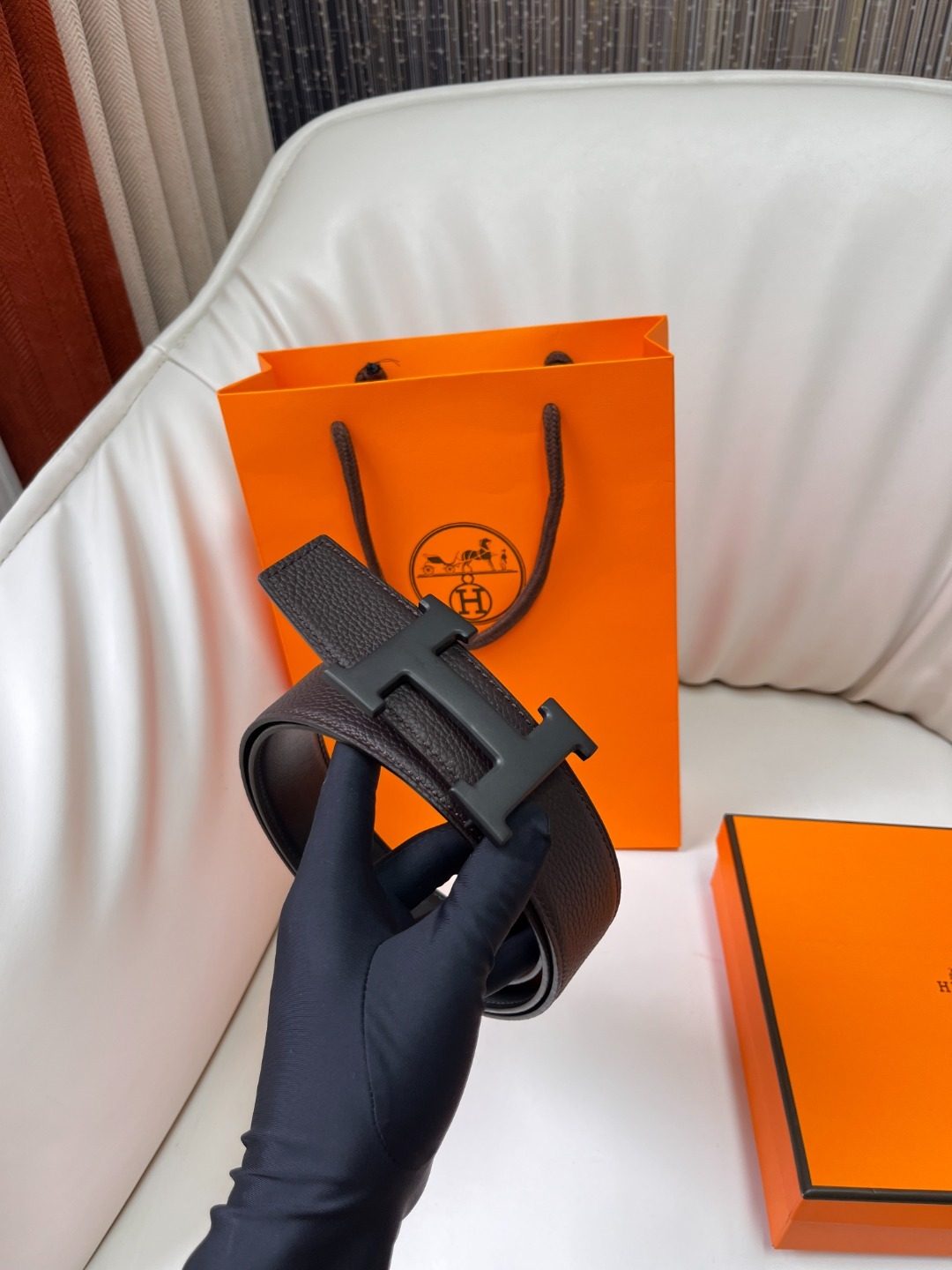 Hermès H Buckle Reversible Leather Belt