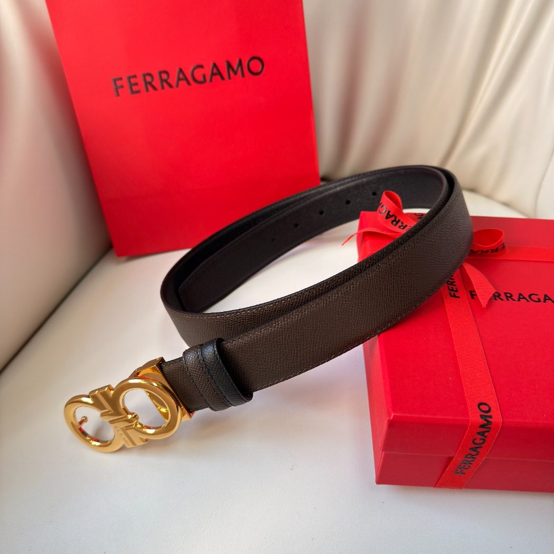 Ferragamo Gancini Buckle Leather Belt