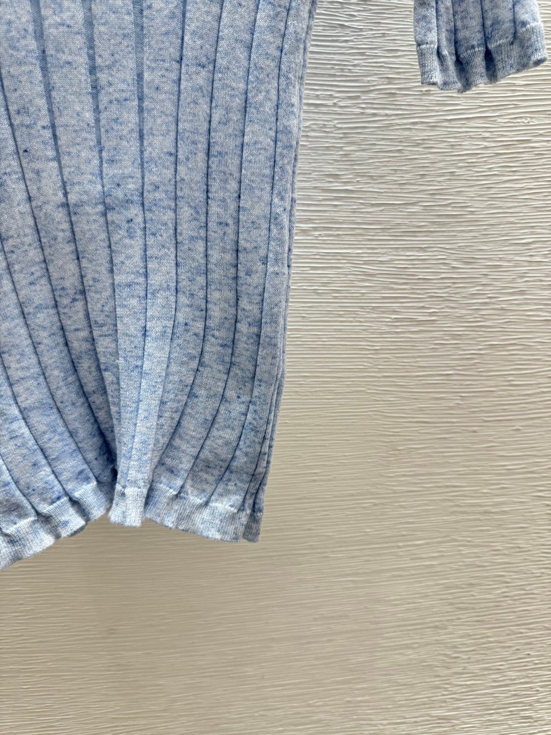 Blue Ribbed Knit Polo Shirt
