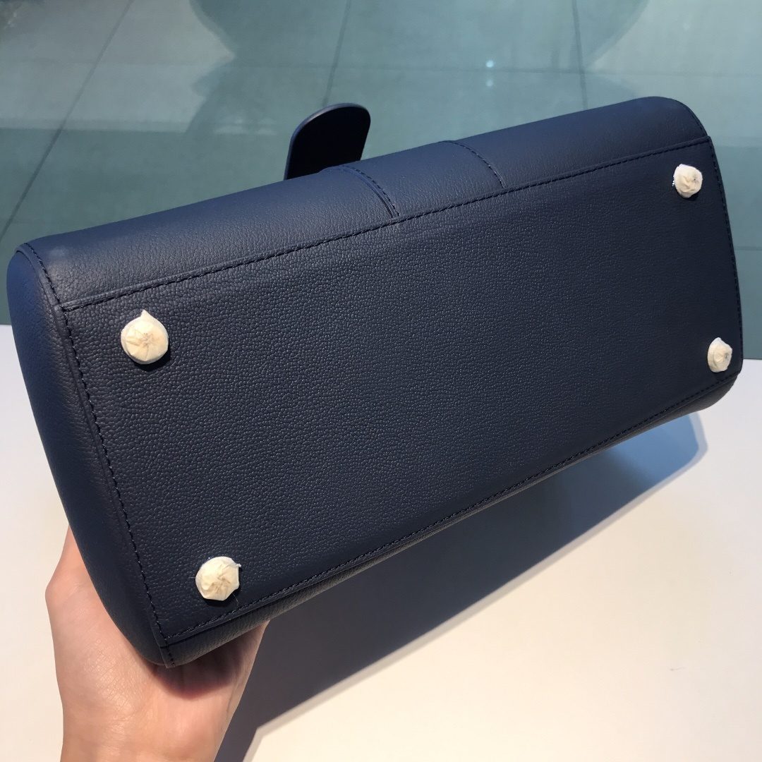 Delvaux Brillant Navy Leather Top Handle Bag