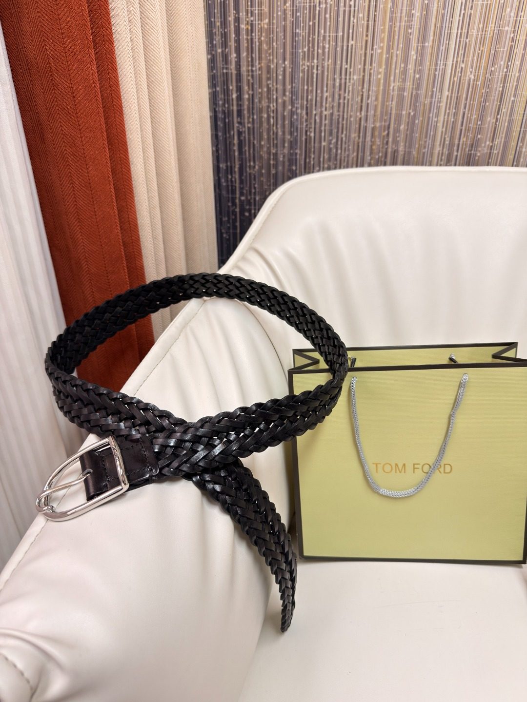 Tom Ford Black Woven Leather Belt