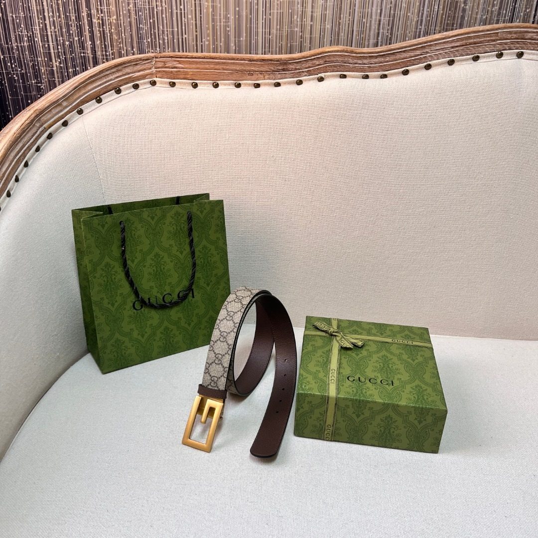 Gucci GG Monogram Canvas Leather Belt