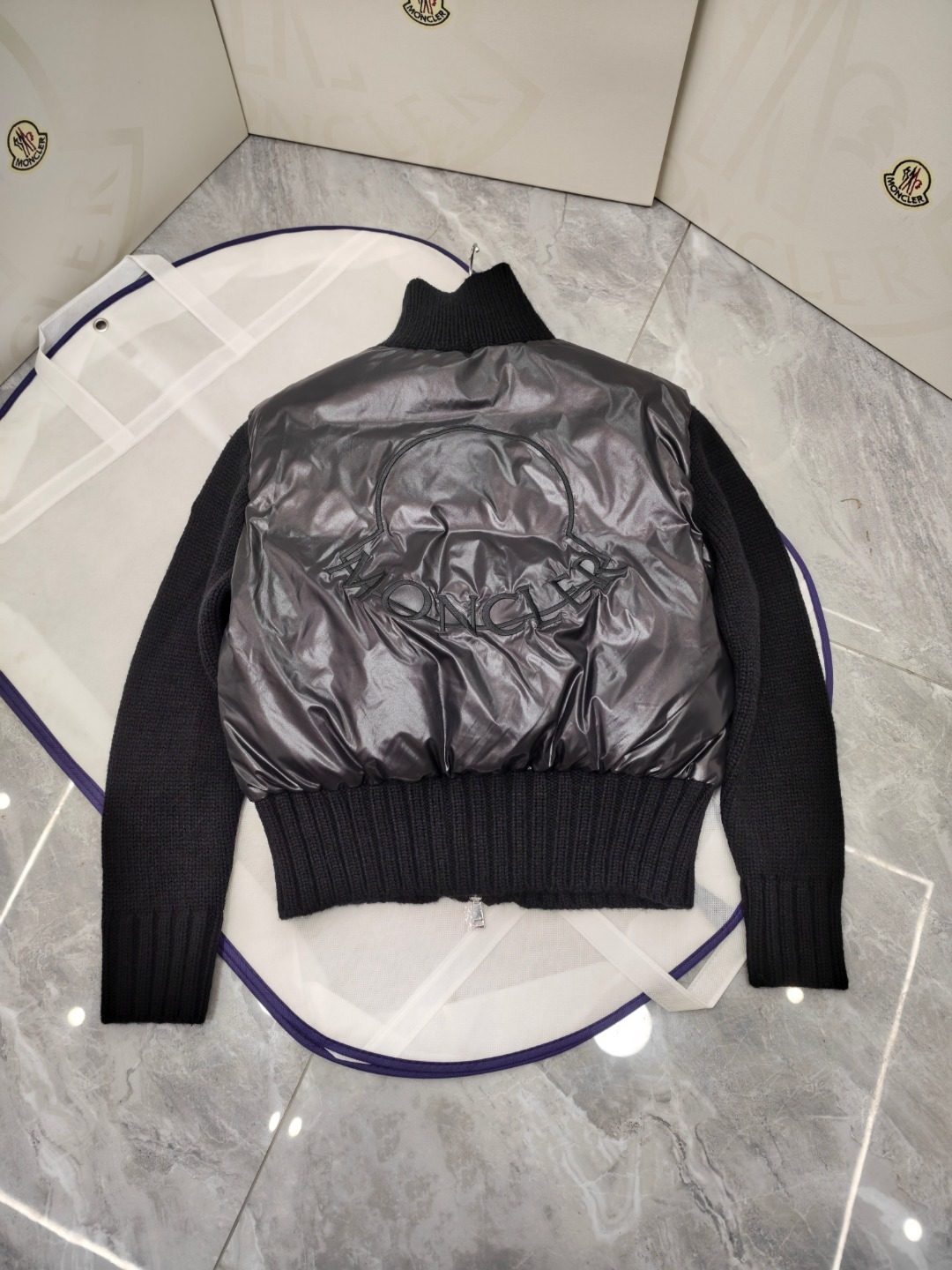 Moncler Black Puffer Wool Hybrid Jacket
