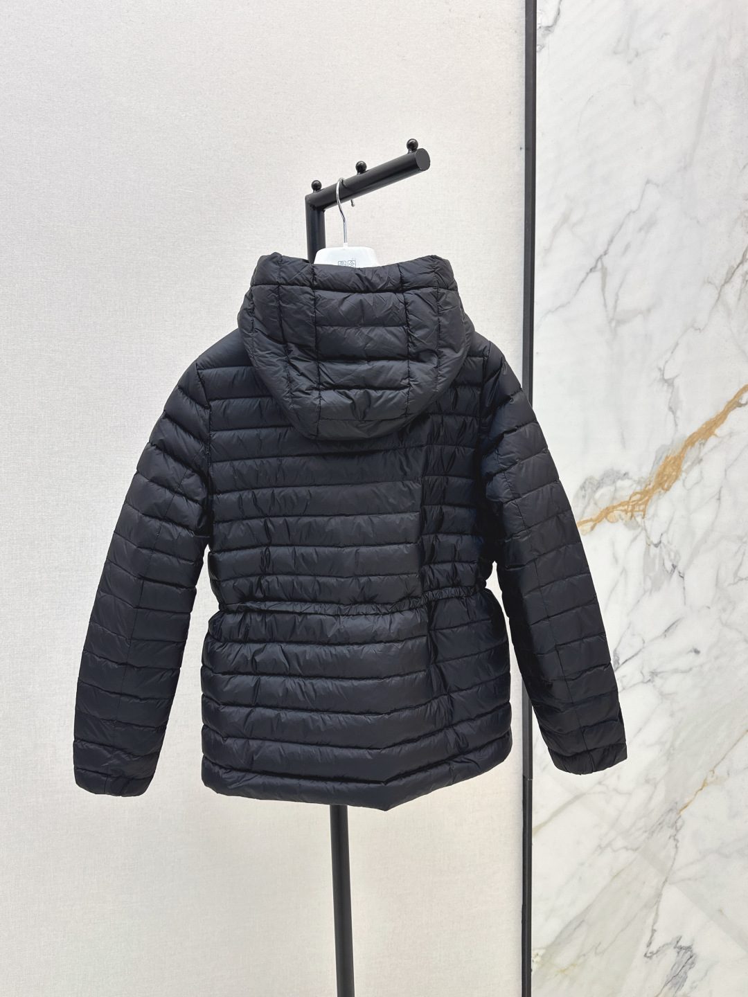 Black Quilted Puffer Jacket with Hood